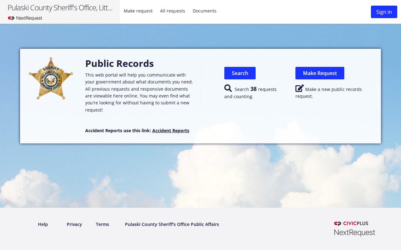 Pulaski County warrant records FOIA request portal