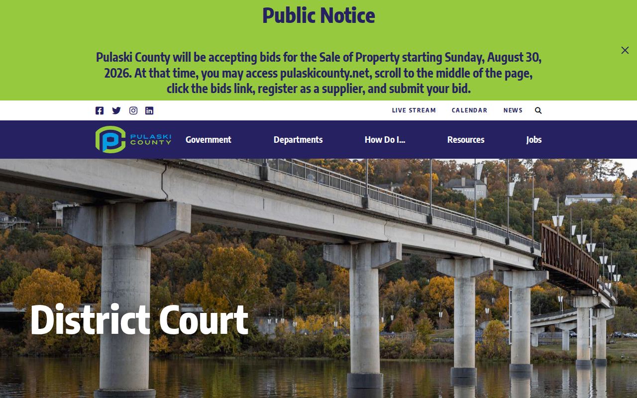 Pulaski County District Court contacts for a bench warrant search