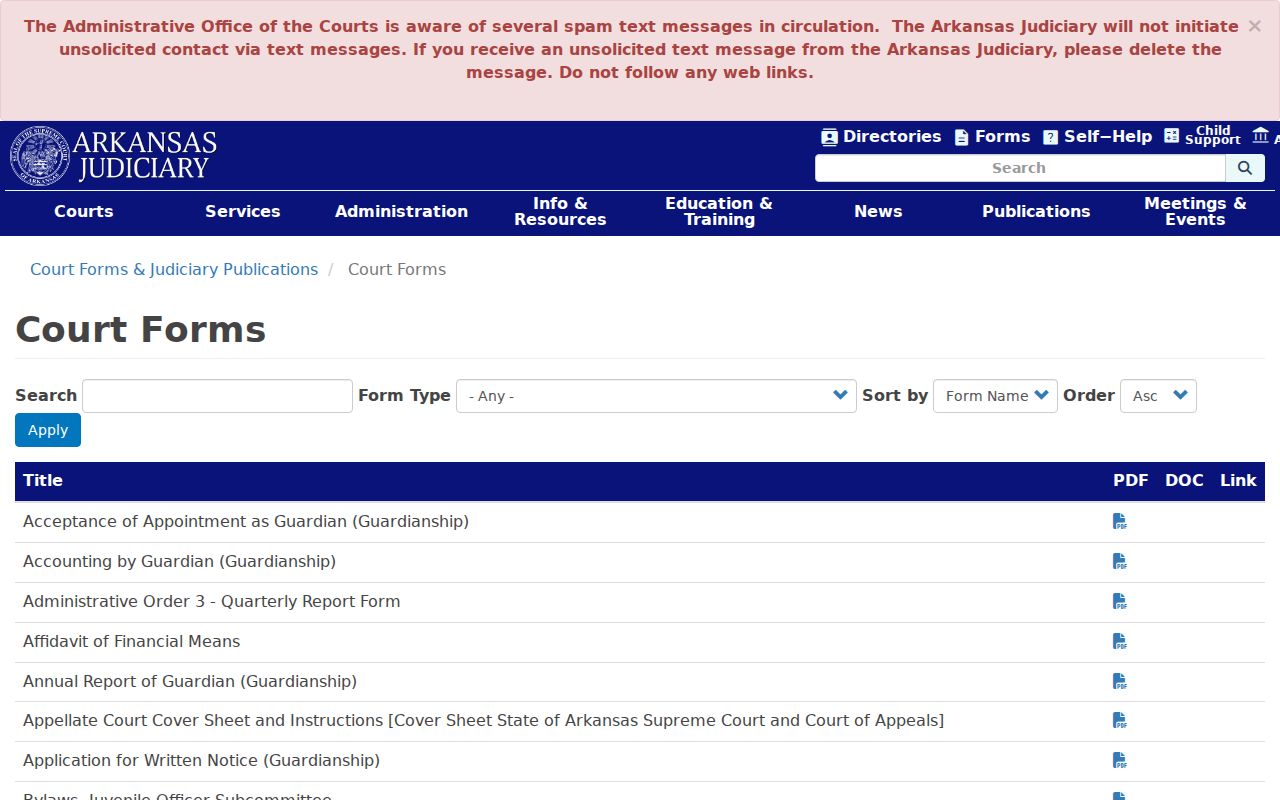 Pulaski County arrest warrant court forms catalog